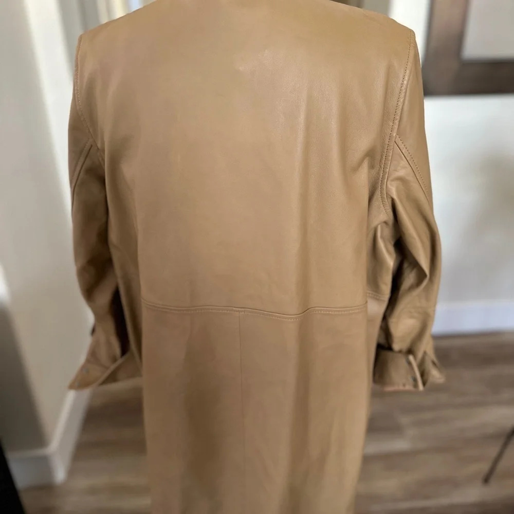 Autograph by Marks & Spencer 100% Leather Snap-front Shirt Jacket - US Size 16 - Picture 8 of 17